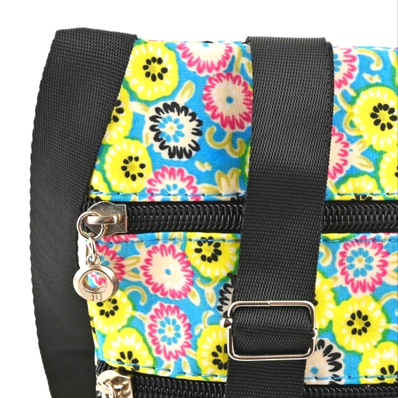 Multi Color Spring Floral Pattern Zippered Shoulder Bag with Adjustable Strap - Picture 6 of 6